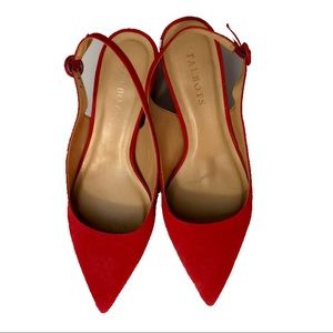 Talbots Suede Block Heel Slingback in Bright Apple